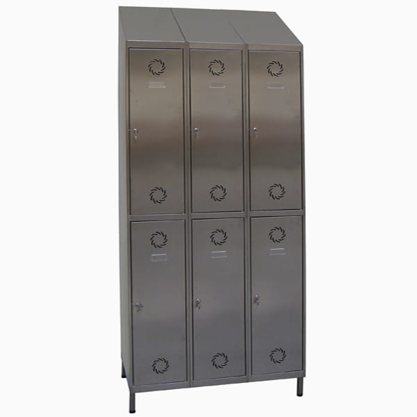 Taquilla de acero inoxidable ST-30/3 INOX Taquilla de acero inoxidable de 6 puertas (3 columnas de 2)