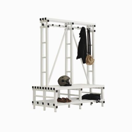 Banco de PVC doble con perchero y altillo BANC-3-PVC-DC