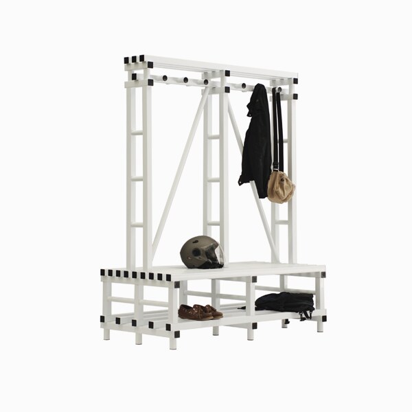 Banco de PVC doble con perchero y altillo BANC-3-PVC-DC Banco de PVC doble con perchero y altillo BANC-3-PVC-DC